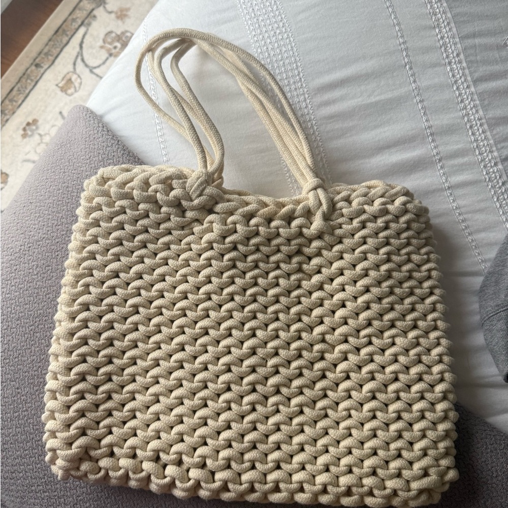 Cream Knitted Tote Bag - Stylish Everyday Carry
